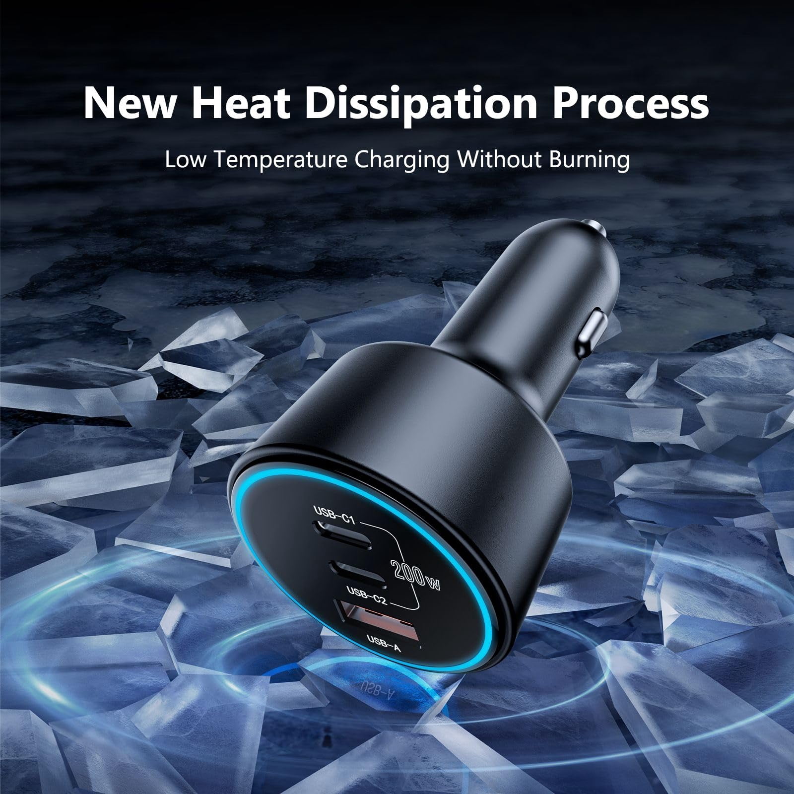LujingZ USB C Car Charger Fast Charging 200W Dual PD 100W Type C Car Charger PD3.0 QC4.0 PPS Cigarette Lighter Adapter Compatible with iPhone 16 15 14 13 12 Galaxy S22 S21 Ultra MacBook Laptop