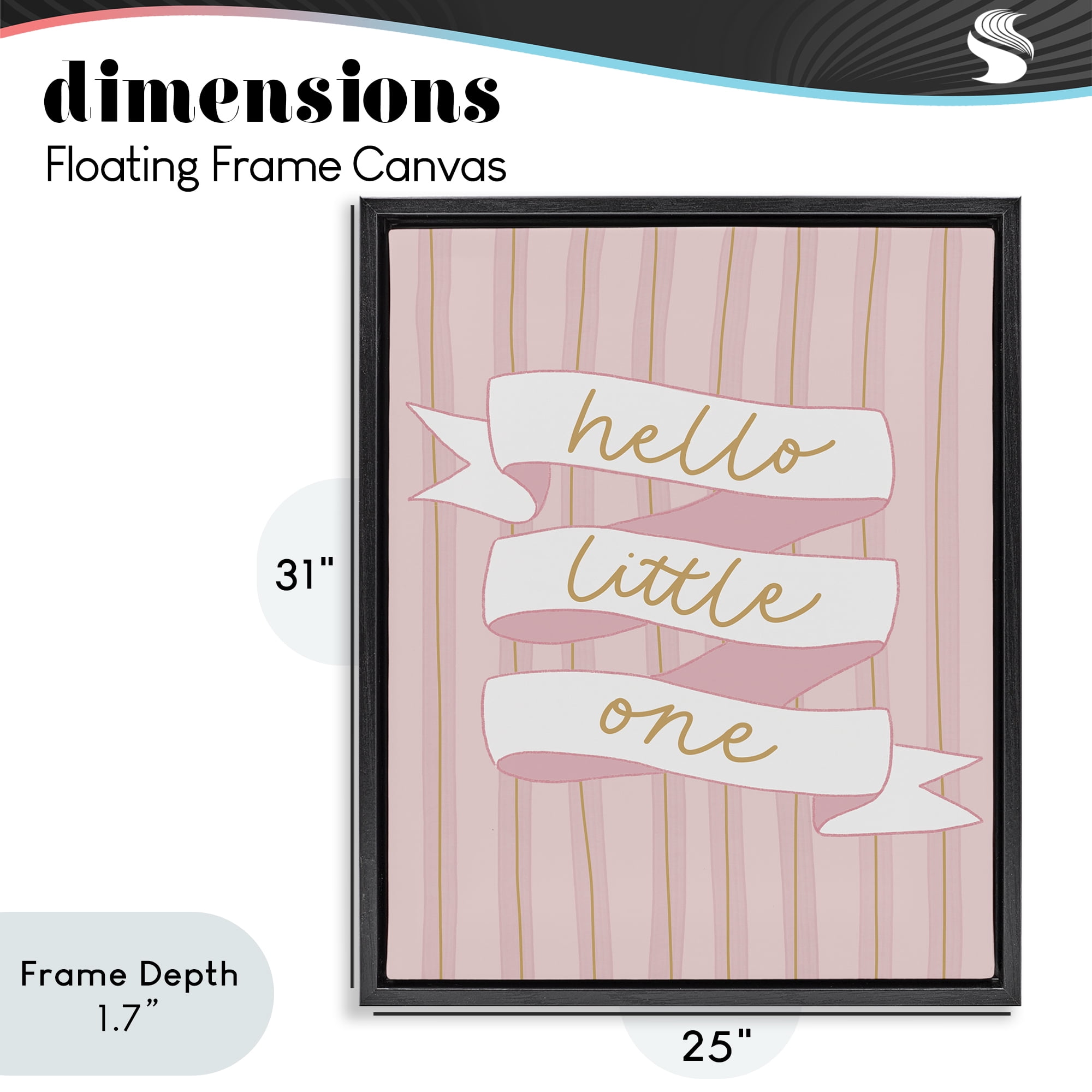 Stupell Industries Pink Hello Little One Black Framed Floater Canvas Wall Art, design by Amanda Houston