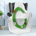 thumbnail image 4 of Letter C Soft Flannel Fleece Throw Blanket, Capital C with Grass Greenland Spring Flourishing Nature Themed Character, Cozy Plush for Indoor and Outdoor Use, 70" x 90", Green Multicolor, by Ambesonne, 4 of 5