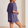 thumbnail image 5 of jobturf Casual Two Piece Sets for Women Side Slit Short Sleeve T-Shirt and Drawstring Shorts Set Summer Tracksuit Matching Outfits S-2XL, 5 of 7