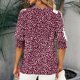 thumbnail image 5 of ICHUANYI Clearance Fashion Women's Summer Round -Neck Short Sleeve Sexy Top Blouse(Wine, M) ICHUANYI WER2023080701866, 5 of 6