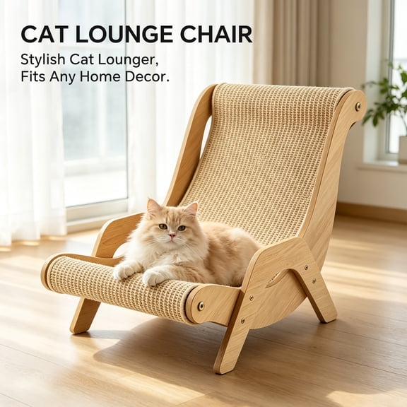 Cat Scratcher Lounge Chair, Extra Large Sisal Cat Scratching Bed for Indoor Large Cats, Heavy‑Duty Cat Couch Lounger Furniture Protector Scratch Pad, 52*35*32cm