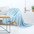thumbnail image 4 of Unique Bargains Cable Knitted Bed Sofa Throw Blanket Light Blue 47" x 71", 4 of 8