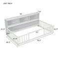 thumbnail image 5 of Noble House Lester Twin Size Floor Bed, Pine Wood Frame with Side Bookcase, Shelves, and Guardrails for Kids, White, 5 of 11