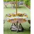 thumbnail image 4 of Hokiten Outdoor Tablecloths with Umbrella Hole & Zipper, Yellow Sunflower Round Tablecloths 60 Inch, Green Leaves Wood Country Vintage Waterproof Table Cloth, Patio/Pool/Picnic Table Covers, 4 of 7