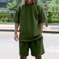thumbnail image 2 of RYDCOT Mens Casual 2 Piece Outfits-Short Sleeve Athletic Set Oversize Drop Shoulder T-Shirts Elastic Waist Drawstring Tracksuit Set Army Green, 2 of 9