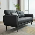 thumbnail image 4 of AODAILIHB 61" Mini Leather Arm Couch, 2 Seater Modern L-Shaped Sofa, Mid Century Modern Small Comfy Loveseat Sofa for Living Room, Bedroom, Office, Black, 4 of 9
