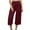 Wine, variant on Diufon Women's Cotton Linen Palazzo Pants Solid Color Pleated Wide Leg Pants Elastic Waist Lounge Pants