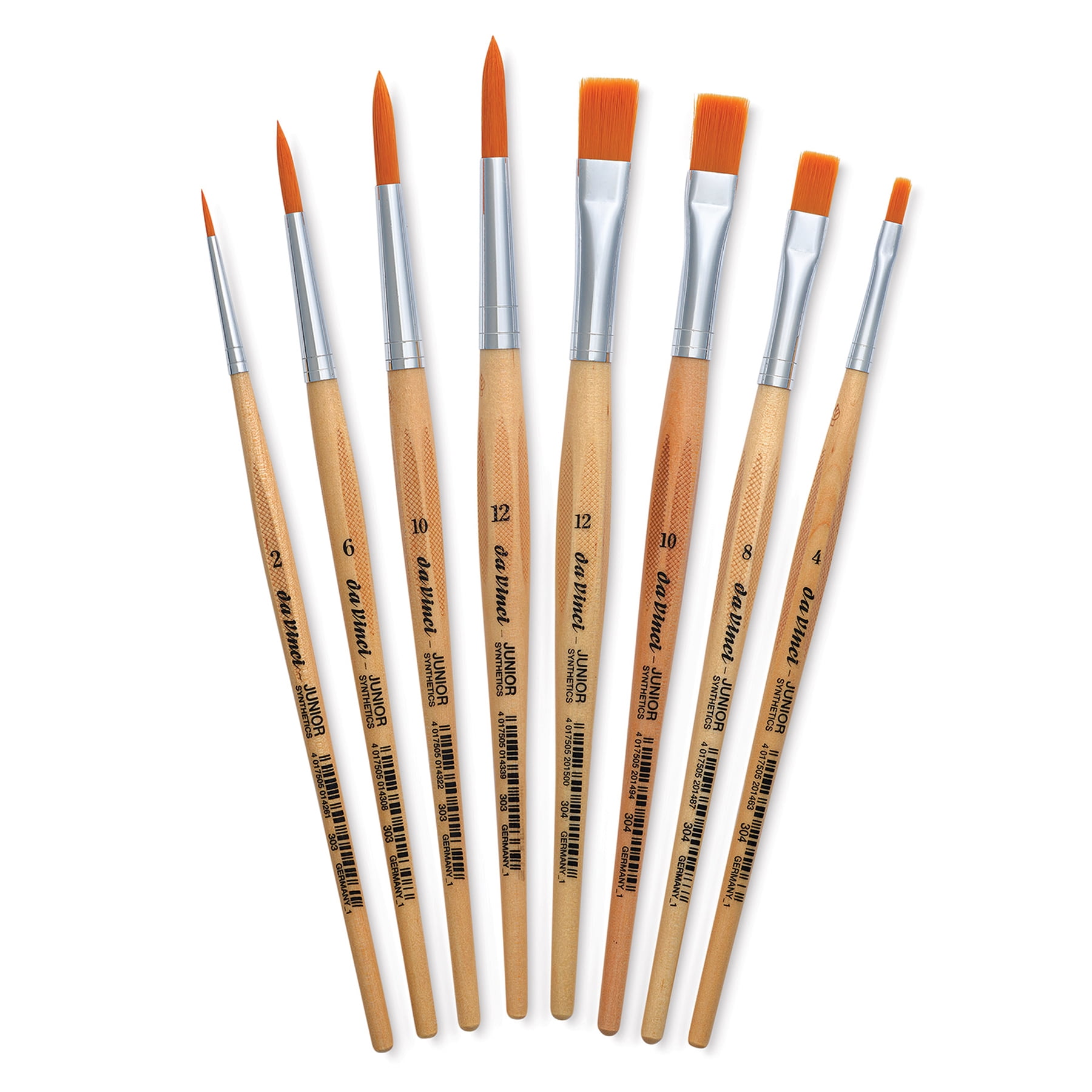da Vinci JUNIOR Synthetics Student Brushes, Synthetic, Acrylic & Tempera, Assorted, 8 Brush Set in Bamboo Mat
