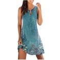 thumbnail image 1 of Womens Round Neck Sleeveless Printed Dress, 1 of 4