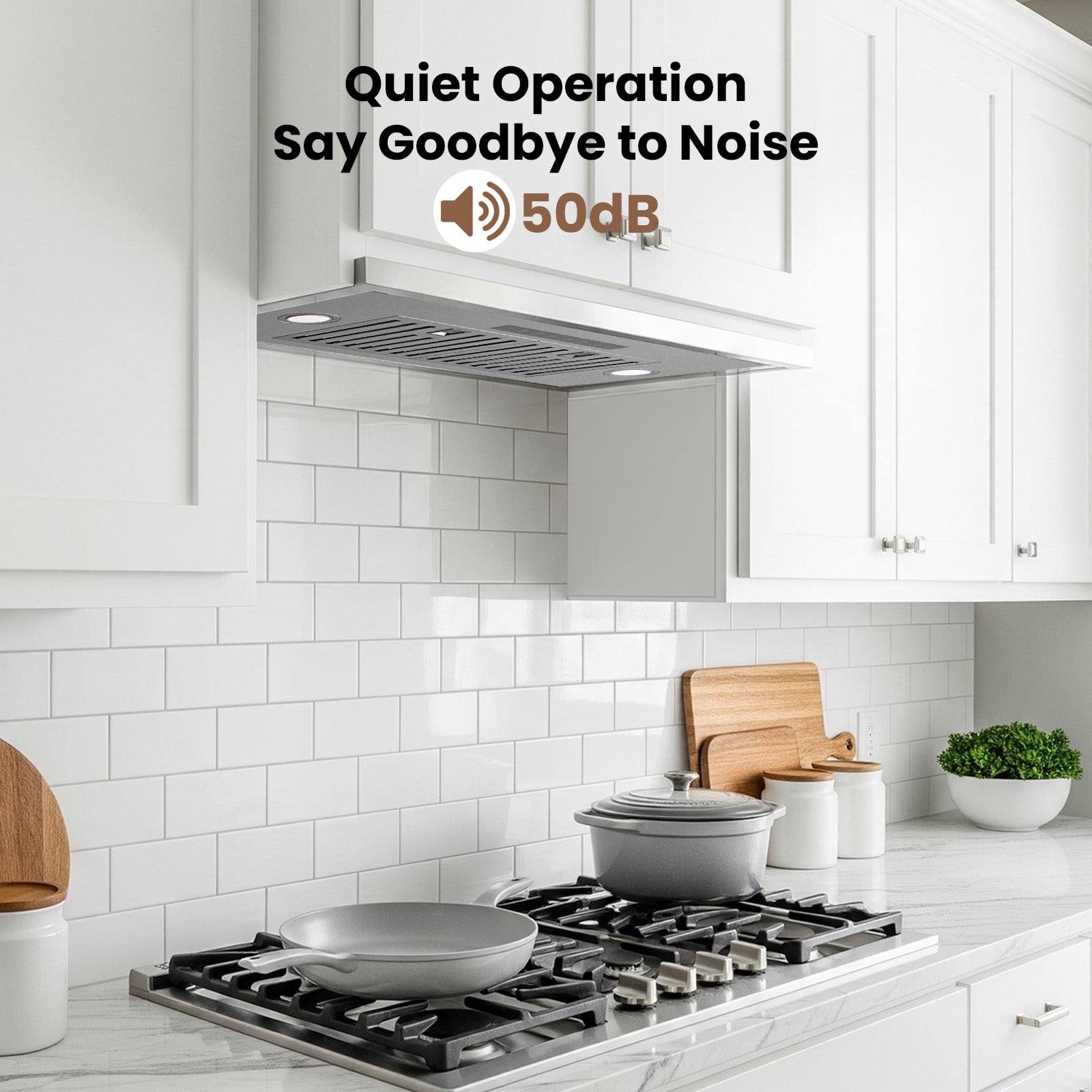 VIKIO 30" Under Cabinet Range Hood Insert 900 CFM Convertible Ducted to Ductless in Stainless Steel with 3-Speed and LED Lights