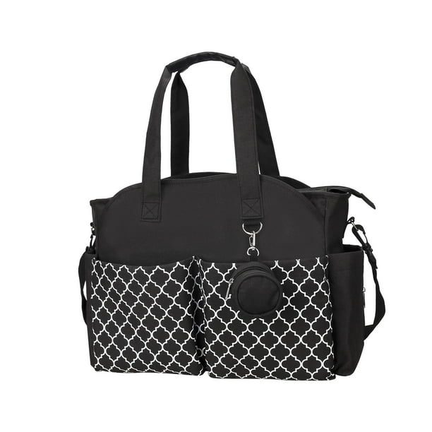 Bolsa de Cambio de Bebé, Bolsa de Poliéster para Maternidad, Bolsa para Botella, Bolso de Mano, Bolsa de Pañales Impermeable, Bolso Grande de Hombro, Negro