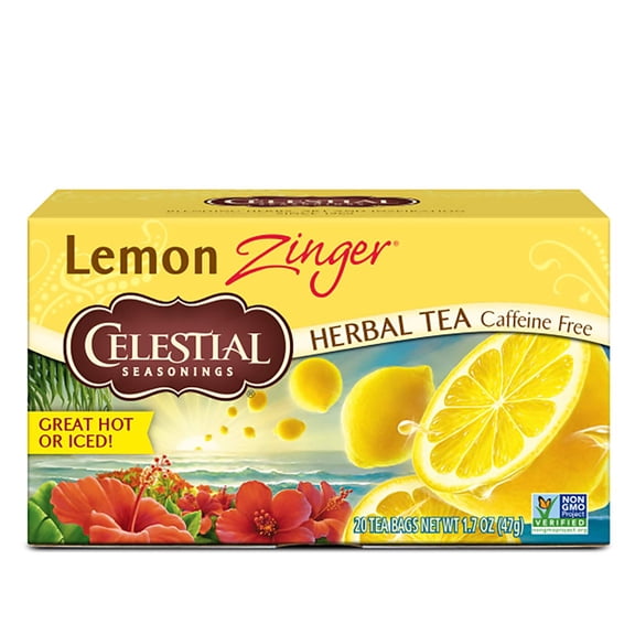 Celestial Seasonings Lemon Zinger Caffeine Free Natural Herb Tea 20 ea (Pack of 6)