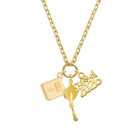 Delight Jewelry Gold-tone Holy Bible - Gold-tone Class of 2026 Graduation Zoey Charm Necklace, 28"