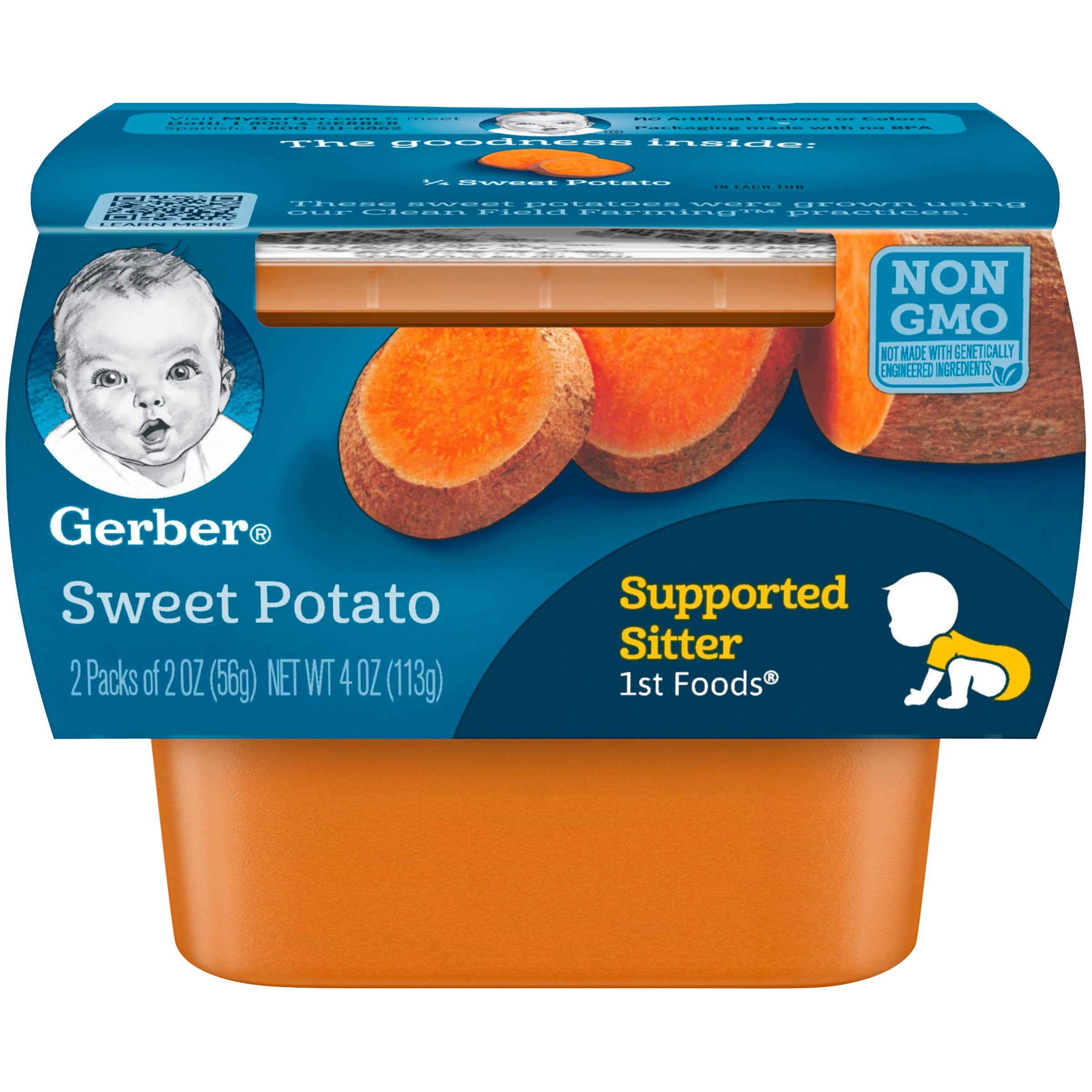 Gerber 1st Foods Sweet Potato Baby Food, 2-2 oz. Tubs - Walmart.com