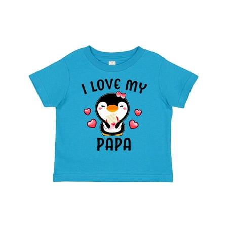 

Inktastic I Love My Papa with Cute Penguin and Hearts Gift Toddler Toddler Girl T-Shirt