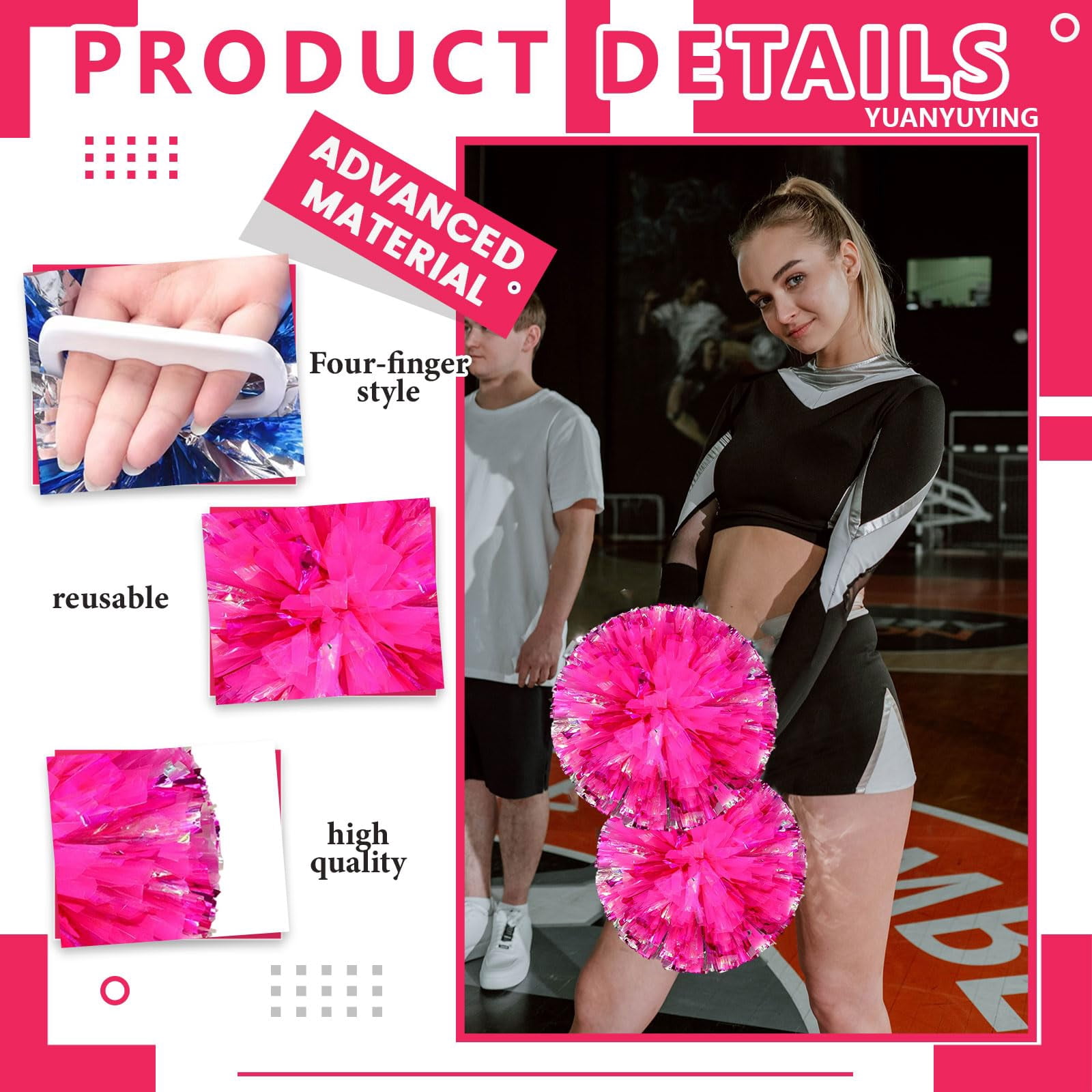 26 Pcs pom poms Cheer,pom poms Cheerleading with Four Finger Payment Cheer Pom Pomsfor Dance, Matches