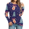 thumbnail image 3 of Women's Fashion Casual Christmas Element Printing Round Neck Long Sleeve Top, 3 of 8