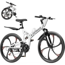 SUNCROWN 26 Inch Folding Mountain Bike, 21 Speed Full Suspension High-Carbon Steel MTB Foldable Bicycle, Dual Disc Brake Non-Slip Folding Bikes for Adults/Men/Women