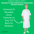 thumbnail image 2 of Essential Medical Supply Universal Fit Reusable Patient Gown with Tie Back, Fashion Print on Blue, 2 of 5
