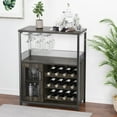 thumbnail image 3 of 3-Tier Wine Bar Cabinet with LED Lights, Detachable Wine Rack and Storage Space, Small Liquor Bar Cabinet with Glass Holder and Mesh Door for Home, Kitchen, Dinning Room, 3 of 16
