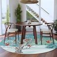 thumbnail image 5 of Christmas Blue Round Rug 5ft Washable Circle Kitchen Rugs Non Slip Cardinal Birds Winter Snowy Tree Large Area Rug Indoor Floor Carpet for Bedroom Living Room Home Office Dining Room Nursery, 5 of 8