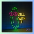 thumbnail image 3 of Shinelab Dill With It Neon Sign, Funny Pickle Wall Art Light, Pickle Vegetable Home Wall Decor 0590, 3 of 4