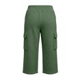 thumbnail image 5 of Waffle Cargo Shorts for Women Summer Capri Baggy Below Knee Long Shorts with Pockets Drawstring Elastic Waist 3/4 Pants Dark Green S, 5 of 8