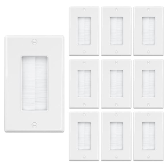 Placa de pared con cepillo iwillink, inserto pasante para cables, paquete de 10