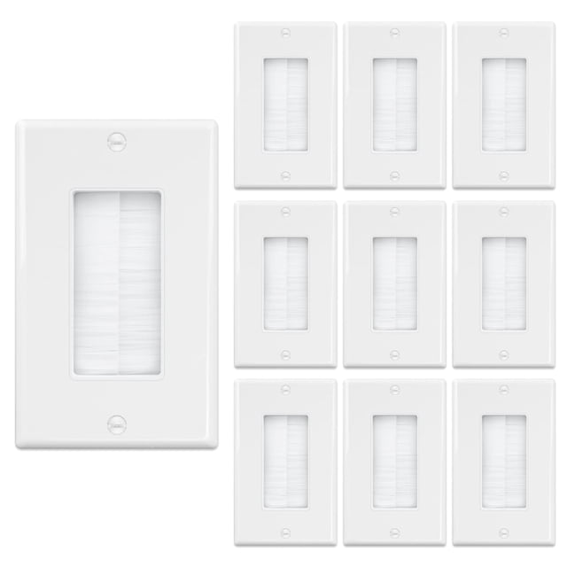 Placa de pared con cepillo iwillink, inserto pasante para cables, paquete de 10