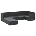 thumbnail image 2 of vidaXL 7 Piece Garden Lounge Set with Cushions Black Poly Rattan, 2 of 5