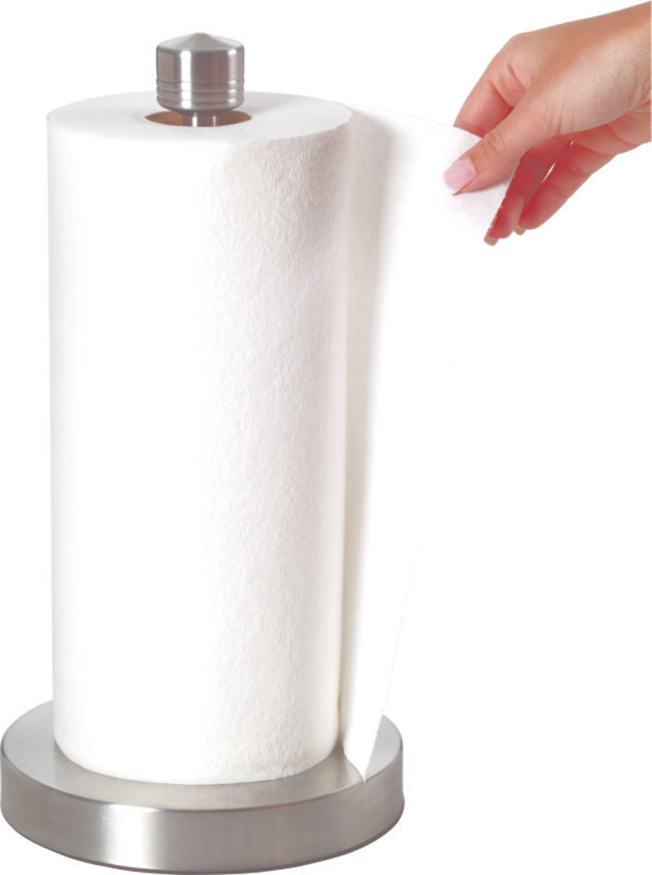 simpletome ONE Hand Tear Paper Towel Holder Under Cabinet/Wall (Silver) +  Poop Bag Holder (Microfiber Leather Pink)