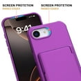 thumbnail image 3 of Compatible with iPhone 16e Wallet Phone Case,Back Flip Kickstand,With Card Holder(Store 4-5 Cards and Folded Money),Built-in Mirror,Heavy Duty Shockproof Anti-Scratch Phone Case,Darkpurple, 3 of 7