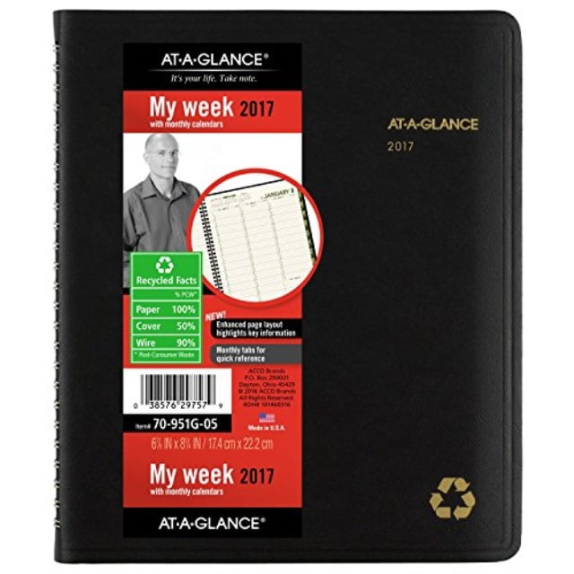 Details about   AT-A-GLANCE Weekly Monthly Planner 8-1/2 x 11... Appointment Book 2017 
