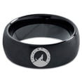 thumbnail image 2 of Tungsten Howling WolfBand Ring 8mm Men Women Comfort Fit Black Dome Brushed Polished, 2 of 4