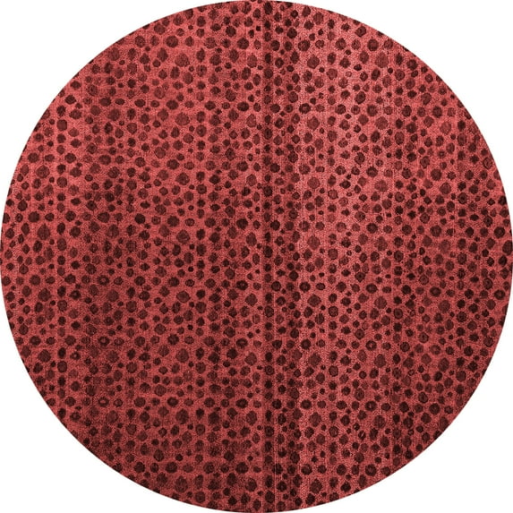 Ahgly Company Machine Washable Indoor Round Abstract Red Modern Area Rugs, 4' Round