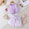 thumbnail image 2 of Baby Girl Clothes 2 Piece Outfits Tie Knot Tank Top and Paperbag Waist Pocketed Summer Short Sets Toddler Girls Cotton Clothing Sets 7Y, 2 of 7