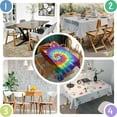 thumbnail image 4 of Colorful Tie Dye Pattern Rectangle Tablecloth 60"x84",Waterproof Polyester Rectangle Table Cloth, Wipeable Spillproof Polyester Tablecloth for Dining, Camping, Indoor and Outdoor, 4 of 5