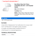 thumbnail image 2 of Door Mirror Glass Set 2 Piece - Compatible with 2015 - 2019 Hyundai Sonata 2016 2017 2018, 2 of 2