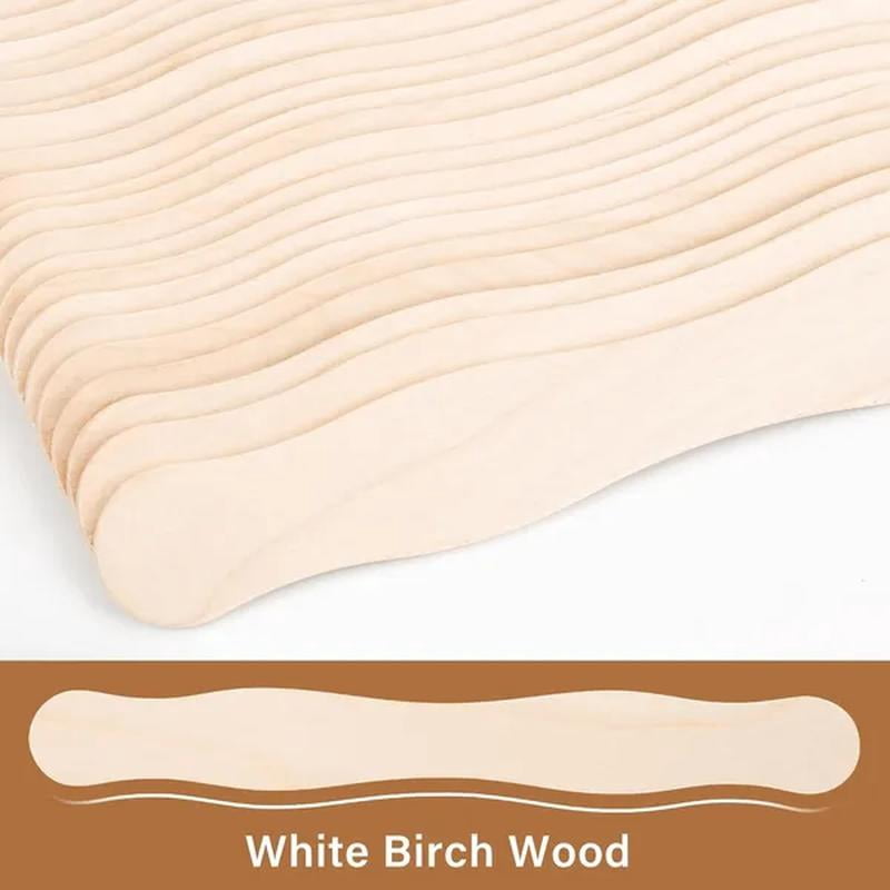 Popsicle Sticks, Wooden Sticks for Arts Crafts, Wavy Handles for Wedding Fans