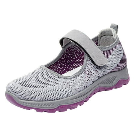 

VMESZQFG Women Casual Shoes Fashionable New Pattern Simple Solid Color Hook Loop Flat Bottom Lightweight And Comfortable Women Wedges Light Gray