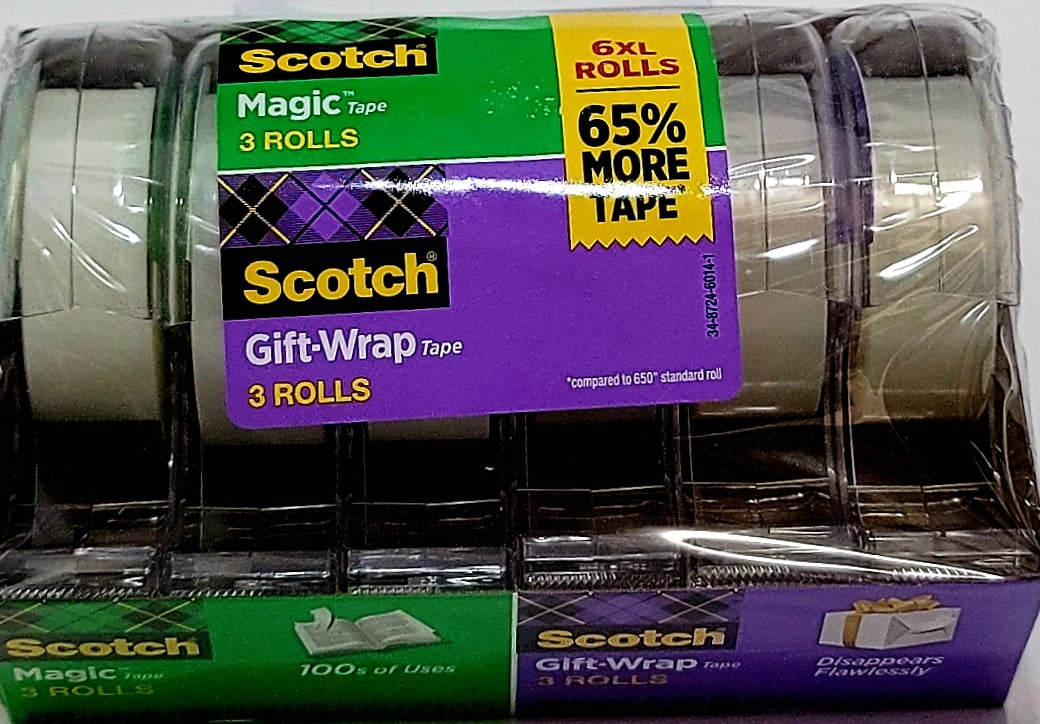 3M Scotch Magic Tape/Gift Wrap Tape, 6600" Total, 6-pack