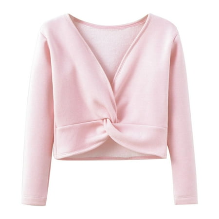 

Autumn Winter Toddler Girls Long Sleeve Warm Solid Color Blouse Ballet Wrap Tops Velvet Dance Sweater PK2 12 Years-13 Years