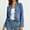 Light Blue, variant on Womens Cropped Cardigan Y2K Vintage Collareless Long Sleeve Ruffled Open Front Jean Coat Comfort Casual Loose Fit Short Denim Jacket Streetwear
