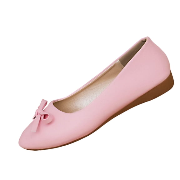 Wensltd Women Low Heel Shoes Comfortable Pointed Toe Soft Bowknot Vintage Elegant Lightweight Walking Shoes Pink