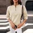 thumbnail image 6 of Women's Half Zip Tops Crew Neck Long Sleeve Texture Pullover Fall Winter Fashion Casual Sweatshirts Loose Fit (2XL, Beige), 6 of 9