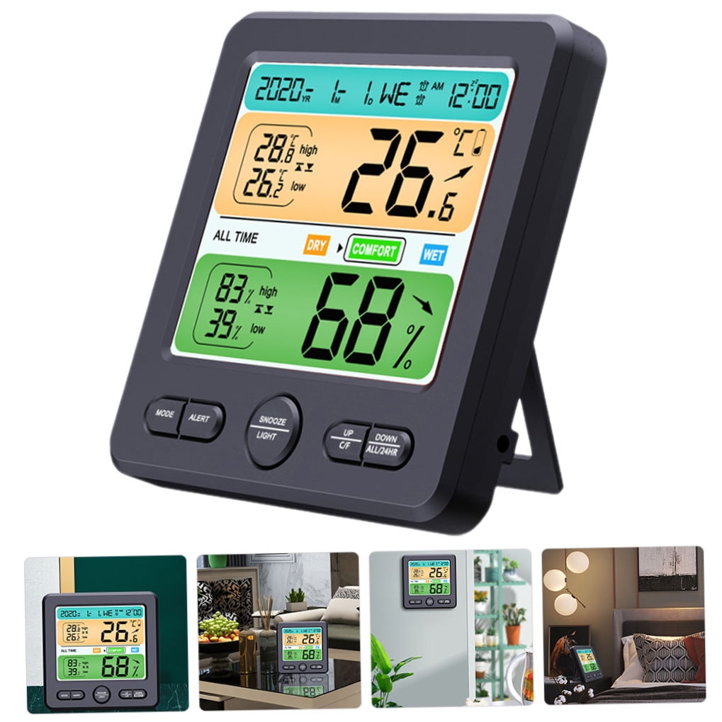 TABLZONE Digital Temperature & Humidity Meter Hygrometer, , Compact Black Design, Accurate Indoor Climate Monitor, 1 Set