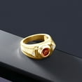 thumbnail image 5 of Gem Stone King 18K Yellow Gold Plated Silver Men's Solitaire Ring Garnet Moissanite (2.53 Cttw), 5 of 5