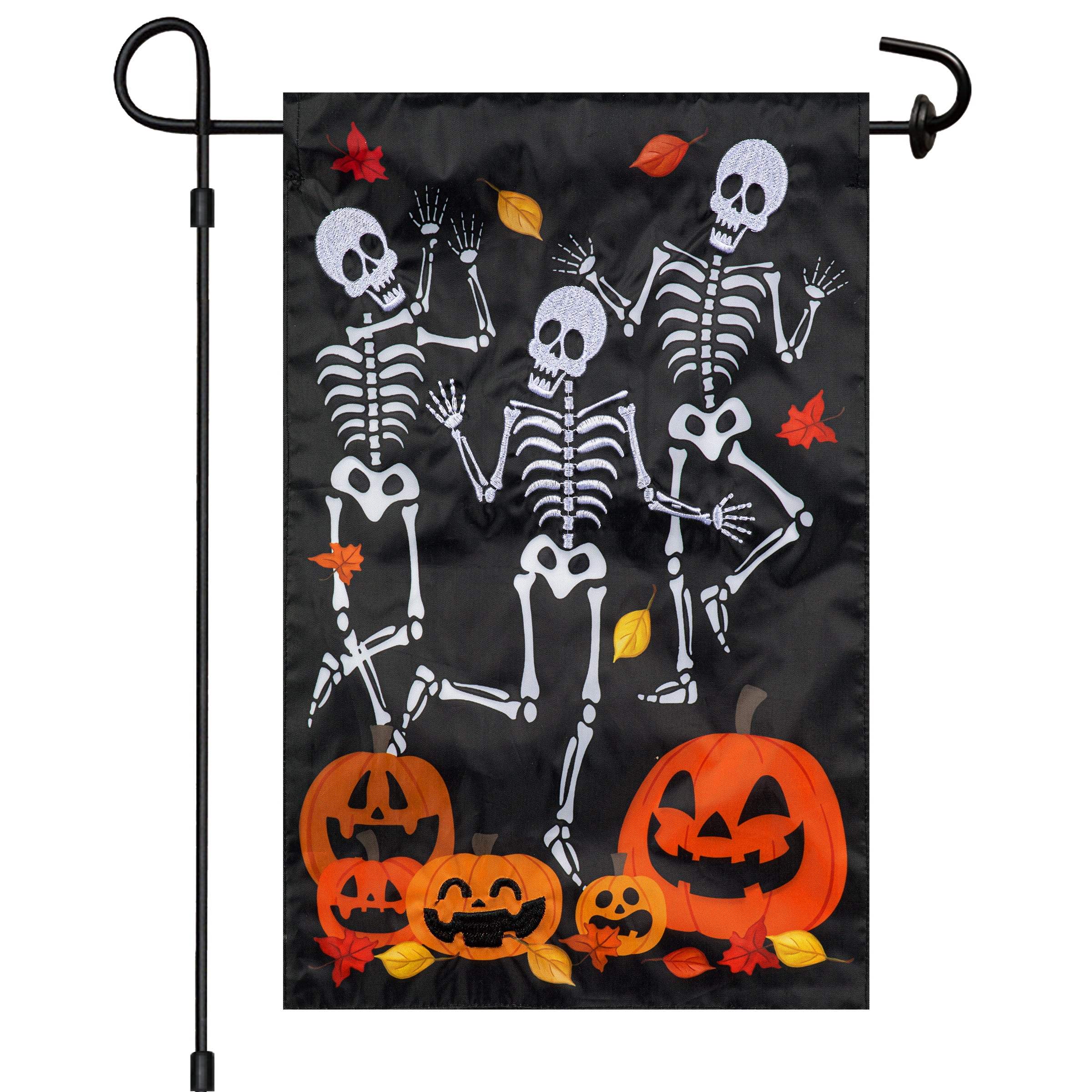 Meadow Creek Harvest 11.5" x 18" Dancing Skeletons Outdoor Yard Flag with Stand