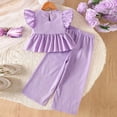 thumbnail image 5 of Splozh Toddler Girl Outfit Smocked Strap Camisole Linen Pants Girls 2 Piece Summer Set Girls Cute Outfit,Purple,18-24 Months, 5 of 5